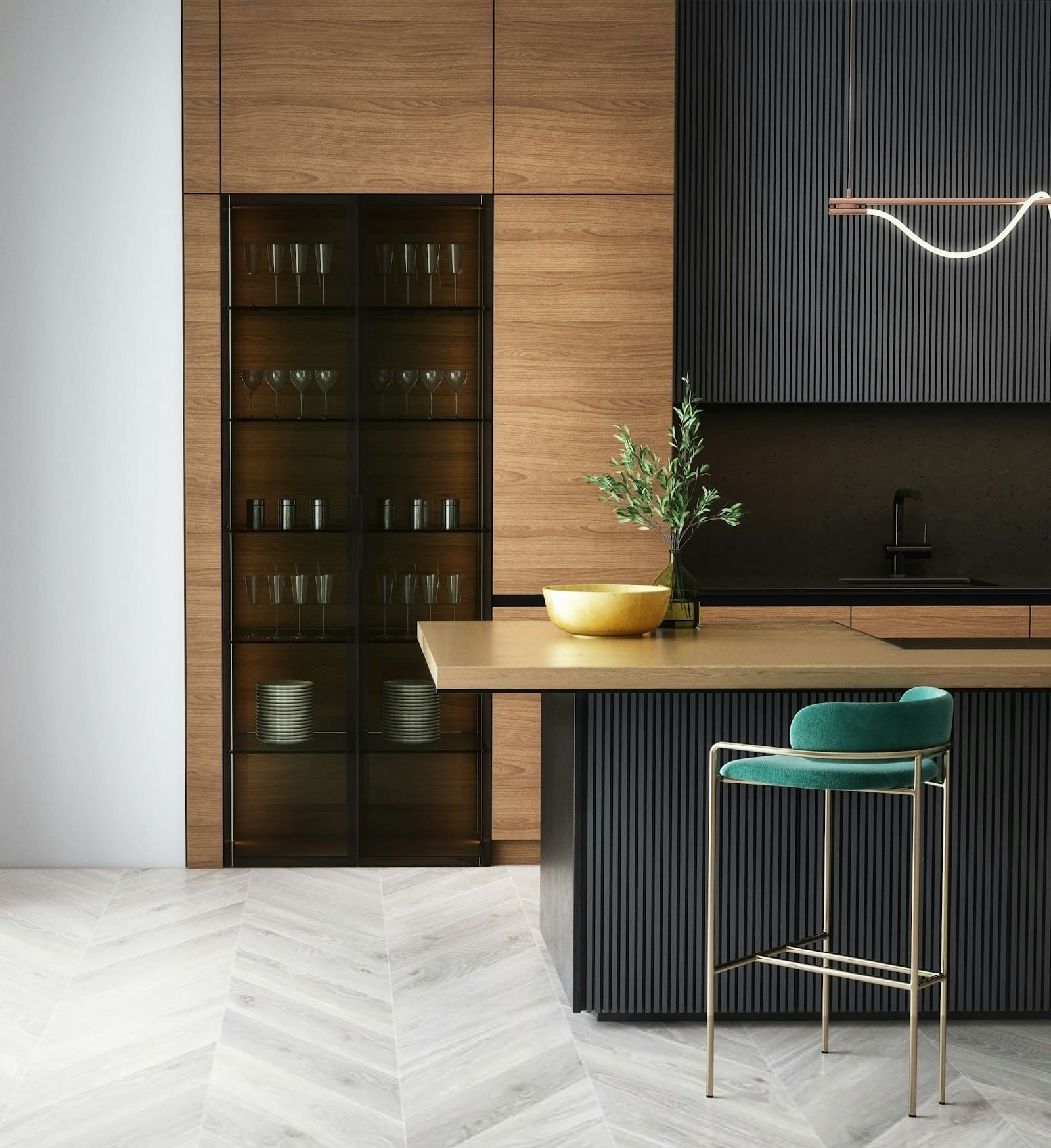 Custom wood cabinetry and millwork in a modern South Florida kitchen